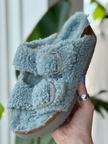 Papillio Blue Fuzzy Sandals, 38