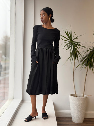 Atelier Delphine Black Open Back Dress, XS/S
