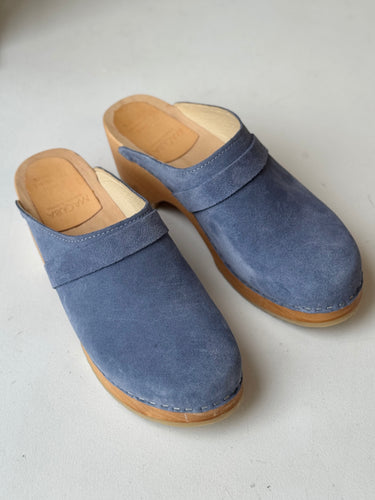 Maguba Blue Suede Mule Clogs, 39