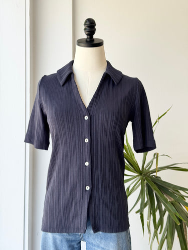 Madewell Navy Rib Polo Top, Small