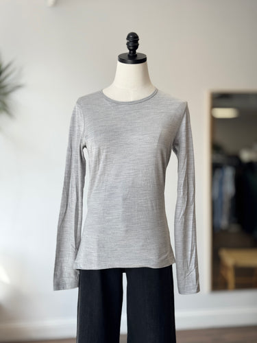 Greyson Gray Rib Long Sleeve Top, Large