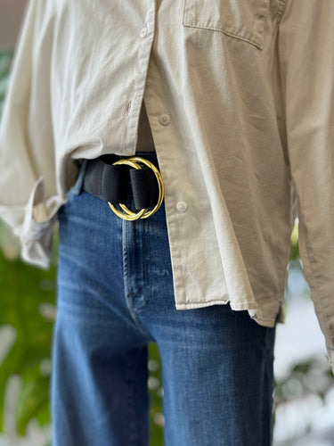 Below The Belt Black & Gold Belt, Medium