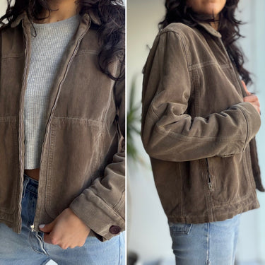 Olderbrother Corduroy Zip Fuzzy Lined Bomber Jacket, XSmall
