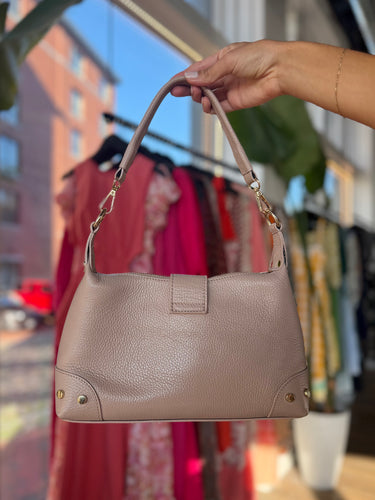 Made in Italy Blush Leather Shoulder Bag AS IS