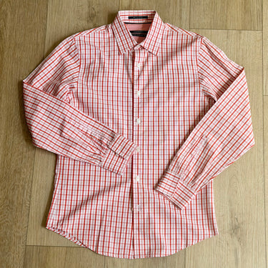 Club Monaco Orange Plaid Button Up Shirt, Men's XSmall