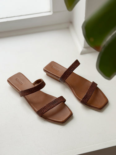 Bembien Double Strap Woven Slide Sandals, 42