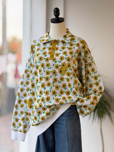 Tibi Daisy Polo Sweater, Large