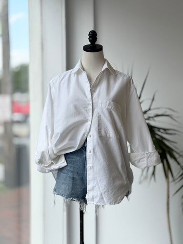 AYR AS IS - Deep End White Boxy Button Up, Small