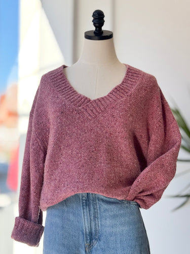 Faherty Pink Heather V-Neck Sweater, Medium