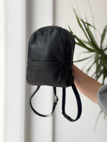Still Nordic AS IS Small Black Leather Backpack