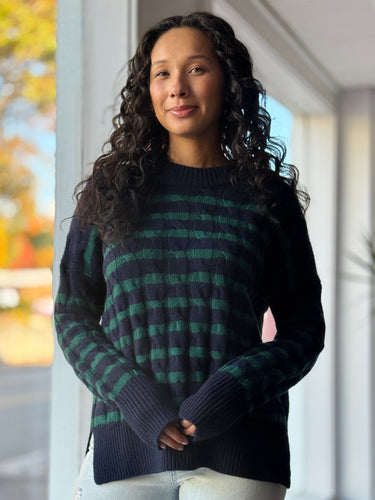 La Ligne Marin Navy & Green Striped Sweater, XSmall
