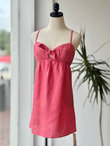 Reformation Ryland Linen Mini Dress in Pink, 4