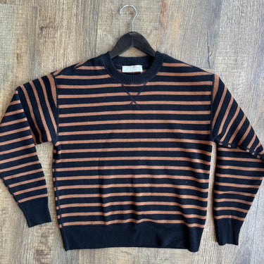 Everlane Camel and Black Striped Crewneck Sweater, Small