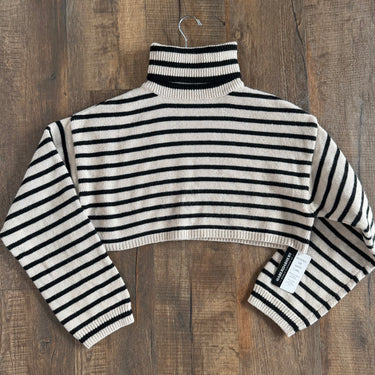 The Frankie Shop Mega Cropped Striped Turtleneck Sweater, XS/Small
