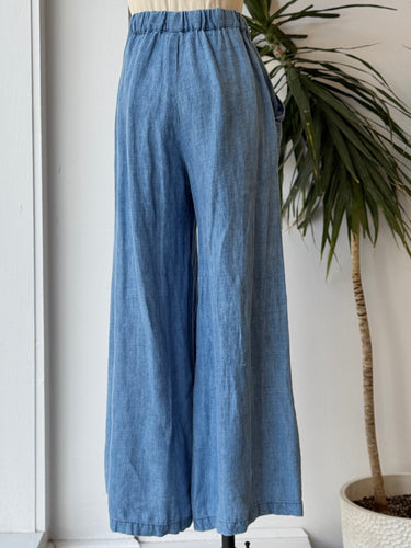 CP Shades AS IS Linen Chambray Wide Leg Pants - discoloration, XSmall