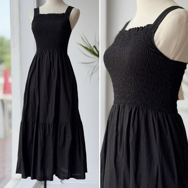 Everlane Black Smocked Midi Dress, 00
