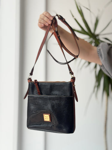Dooney & Bourke Lizard Embossed Letter Carrier Crossbody Bag