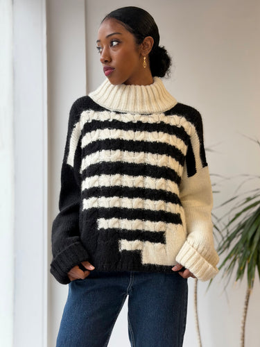 Eleven Six Maeve Striped Funnel Neck Sweater, XS/S