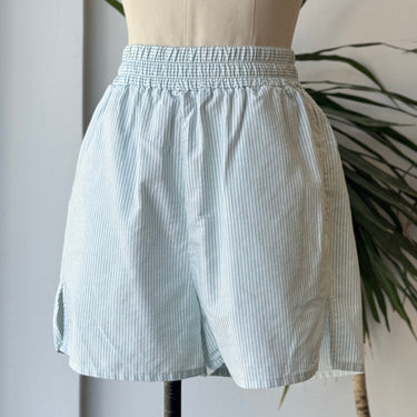Djerf Avenue Mint Pintstripe Pull On Shorts, XSmall