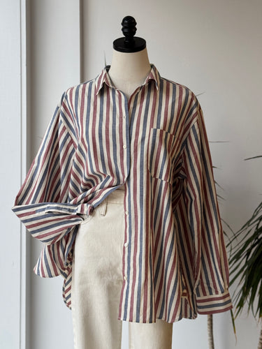 Sezane Max Shirt in Vertical Stripe, 42