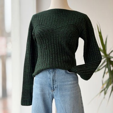 Rachel Comey Green & Black Heather Rib Knit Sweater, Small