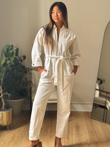 Etica AS IS Ivory Denim Coveralls, Small