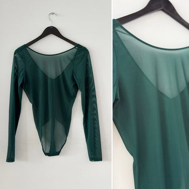 Parade Green Sheer Bodysuit, Large