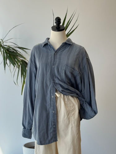 CP Shades AS IS Blue Stripe Oversized Top, Large
