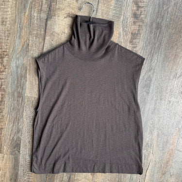 Nation LTD Mock Neck Sleeveless Top in Bark, Large
