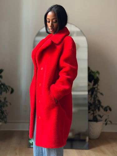 Stand Studio Camille Cocoon Coat in Red, Fits Large