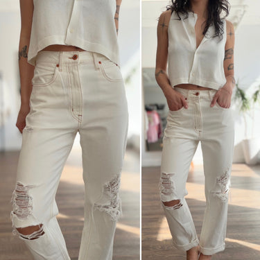SLRVLAKE Dakota Distressed Jeans in Ecru, 26