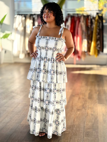 Hill House NWT Elise Nap Dress in Marsielle Geometric, Large