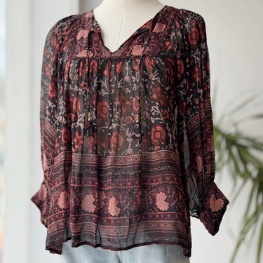 Ulla Johnson Bea Sheer Floral Silk Blouse, 0