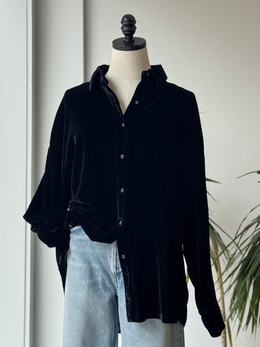 Favorite Daughter NWT Velvet Ex Boyfriend Shirt in Black, XSmall