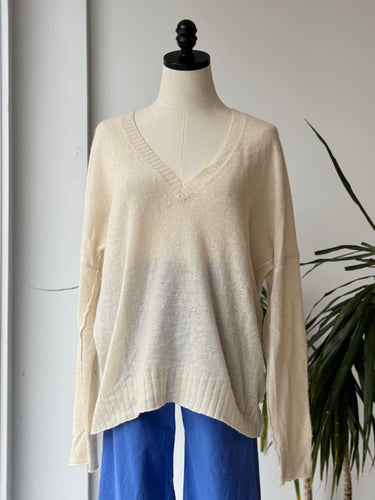 Rocky Barns x 360 AS IS Cashmere Ivory Sweater - repair, Large