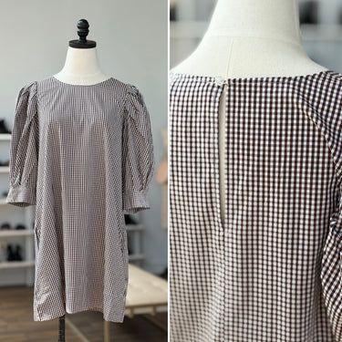 Loeffler Randall NWT Willy Puff Sleeve Gingham Dress, 8
