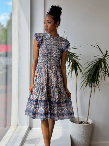 Sea NY NWT Smocked Dress in Blue Floral, 4