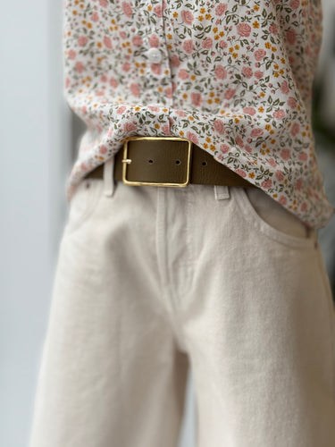 Below The Belt Olive & Gold Buckle Belt, Medium