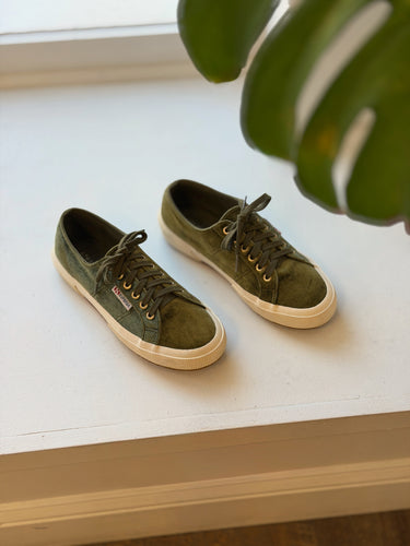 Superga Olive Velvet Sneakers, 39