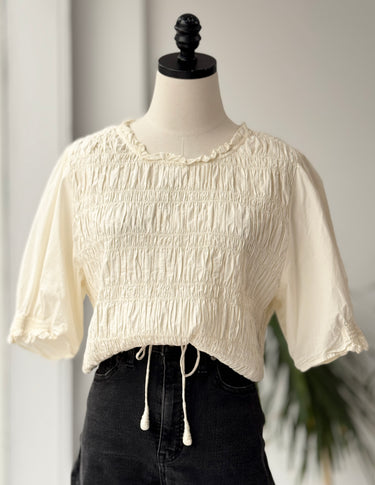 Apiece Apart Ave Smocked Top Blouse, XLarge