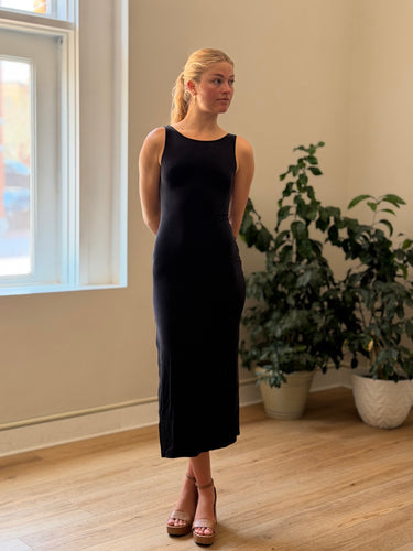 L*Space Black Ribbed Cut Out Maxi Dress, Small