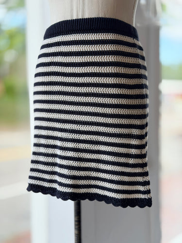 Alexa Chung Navy & White Knit Skirt, XSmall