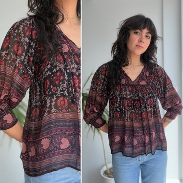 Ulla Johnson Bea Sheer Floral Silk Blouse, 0