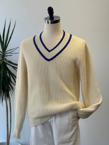 Le Mont St Michel Rib Cricket Sweater, Men's Large