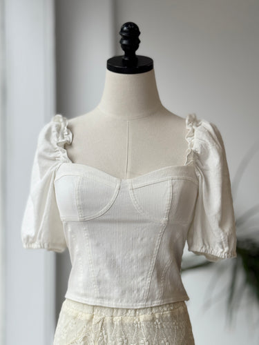 & Other Stories Ivory Sweetheart Crop Top, 4