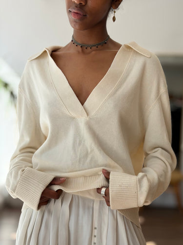 Jonathan Simkhai Oat Polo Sweater, Small