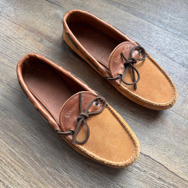 Quoddy Suede Boat Shoes in Cognac, Men's