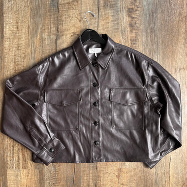 Rag & Bone Jaiden Faux Leather Shirt Jacket, Large