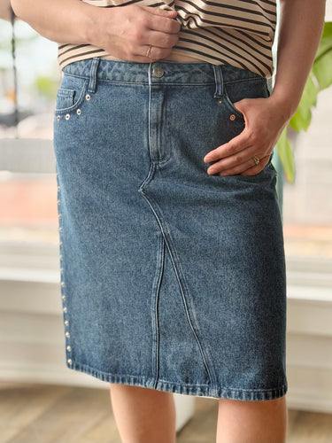 Paloma Wool Denim Studded Skirt, 40
