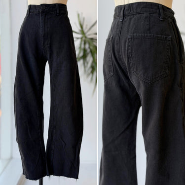 Road To Knowhere Raw Hem Black Barrel Jeans, 0